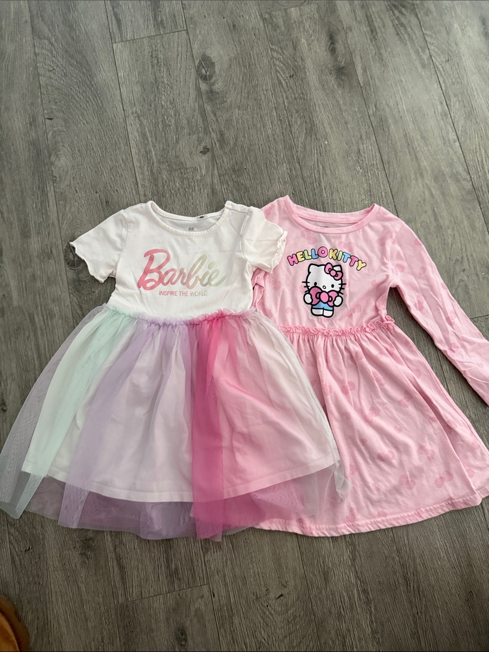 Barbie White Top Pastel Tulle Skirt Dress with Pink Accents
